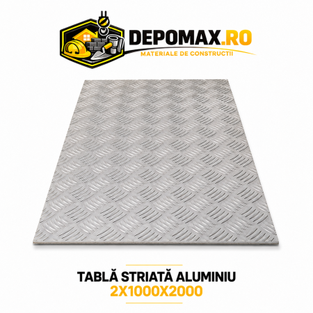Tabla aluminiu striata 2mm , 1000x2000mm (5754)